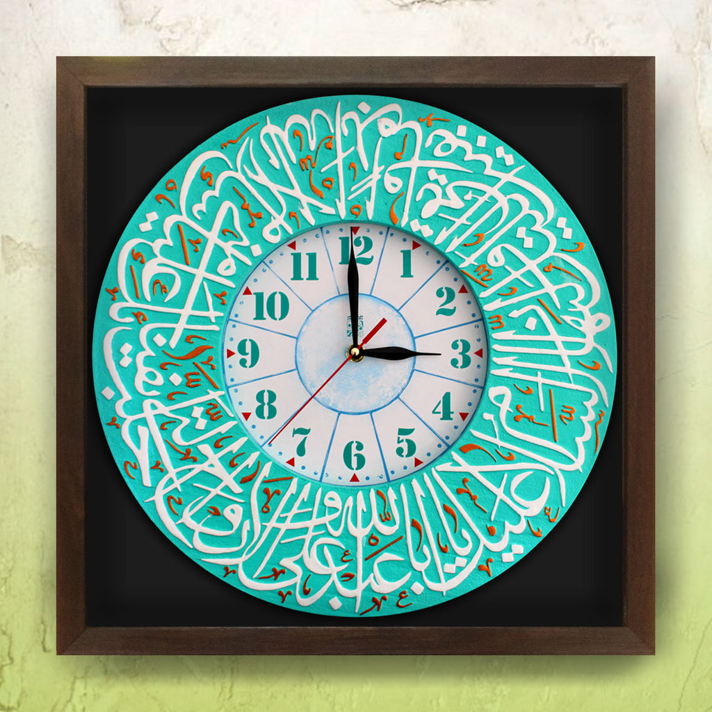 Inscription Clock Panel Frame With Relief Design Of Ziyarat Imam Hussa ...