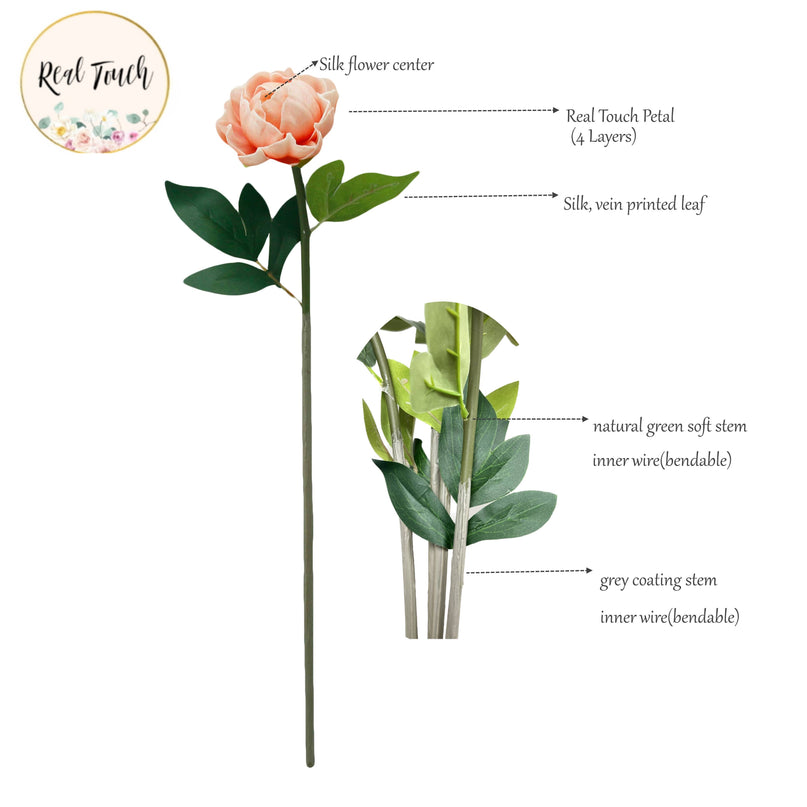 20"Real Touch Peony Stem